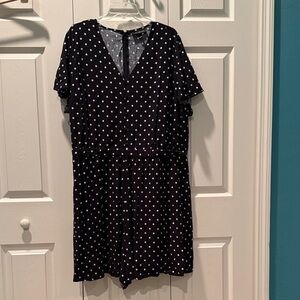 # Lane Bryant Black & White Polka Dot Shorts Romper (22)